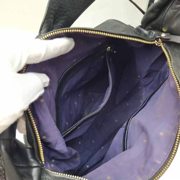 Kate Spade New York Black Soft Leather Zipper Closure Hobo Shoulder Bag - Picture 9 of 16